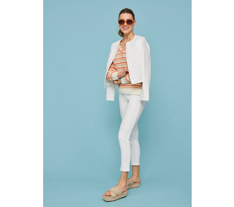 Isaac Mizrahi Live! 3/4 Sleeve Textured Multi Stripe Sweater — View 10