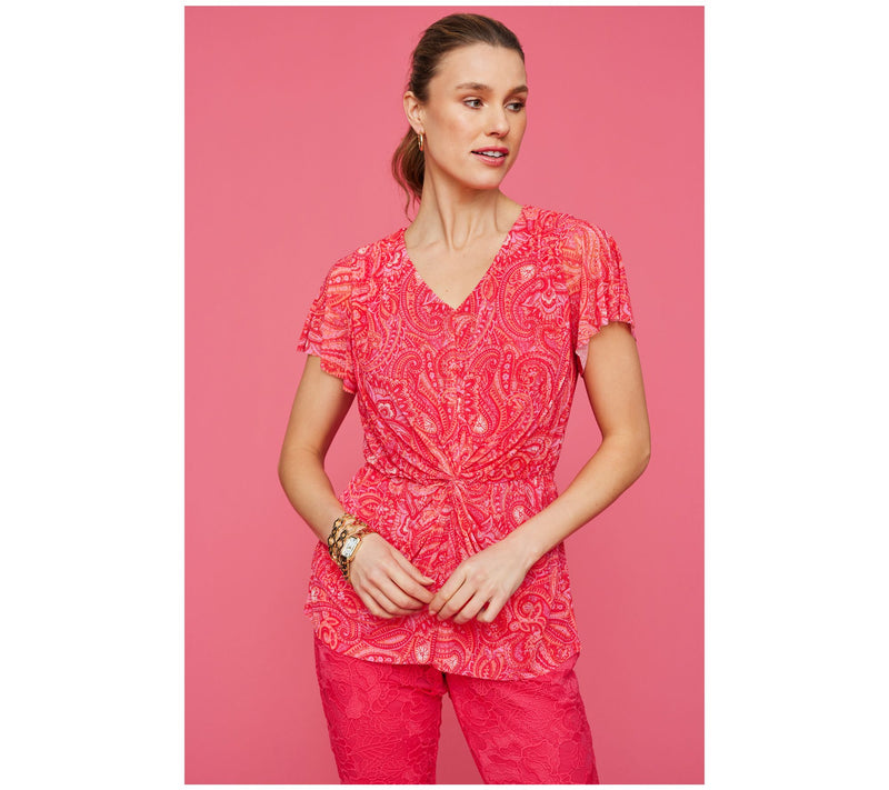 Isaac Mizrahi Live! Always Isaac Stretch Mesh Printed Top — View 11
