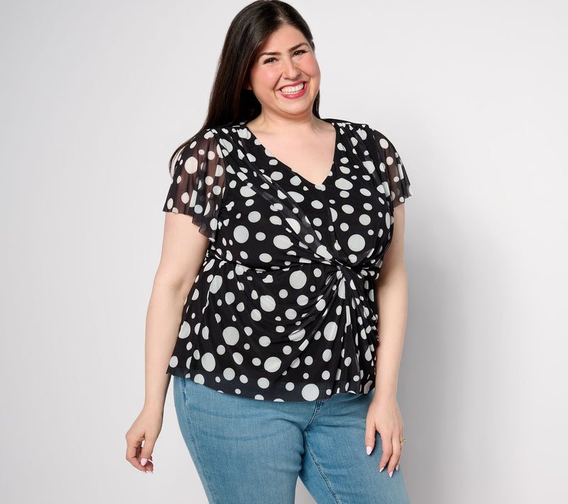 Isaac Mizrahi Live! Always Isaac Stretch Mesh Printed Top — View 7
