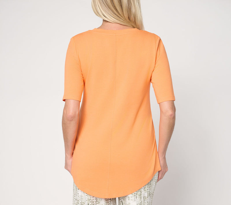 Denim & Co. Essentials Pet Favorite Jersey Elbow Sleeve V-Neck Tunic — View 8