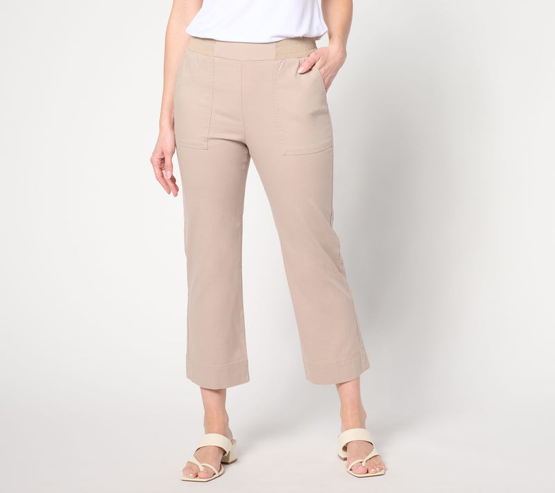 Isaac Mizrahi Live! Regular Brushed Sateen Straight Crop Pants — View 3