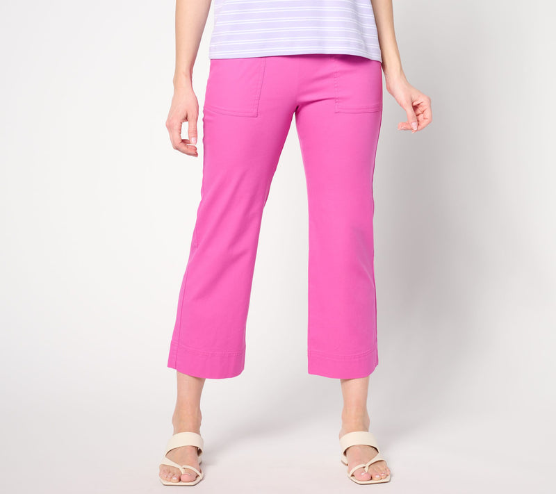 Isaac Mizrahi Live! Petite Brushed Sateen Straight Crop Pants — Main view