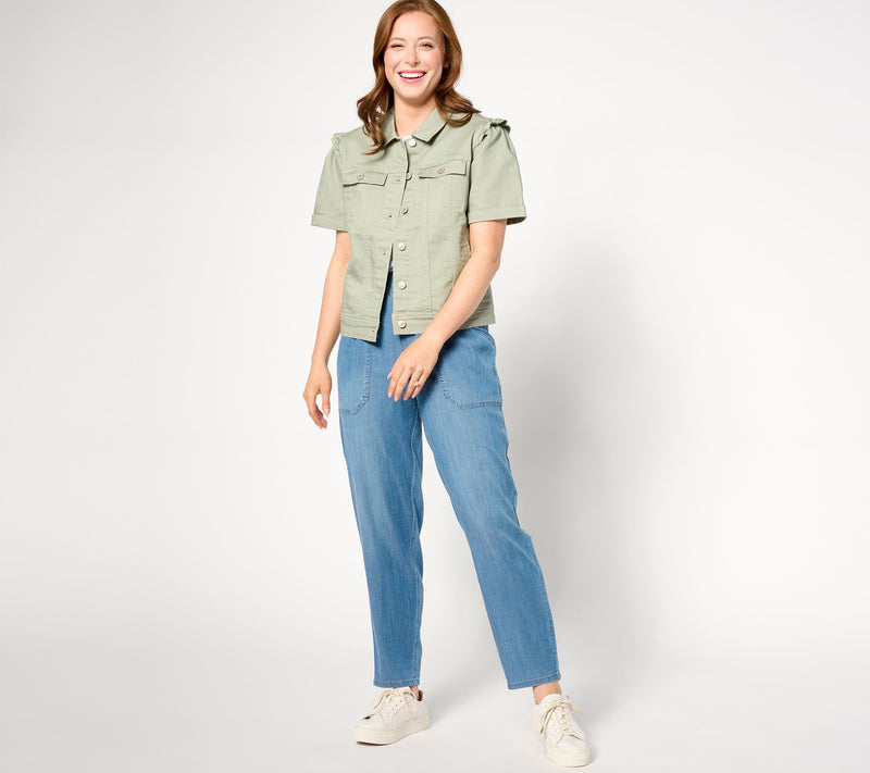 AnyBody Color Short Sleeve Denim Jacket — View 11