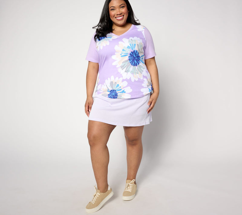 Sport Savvy Short Sleeve V-Neck Floral Tee — View 7