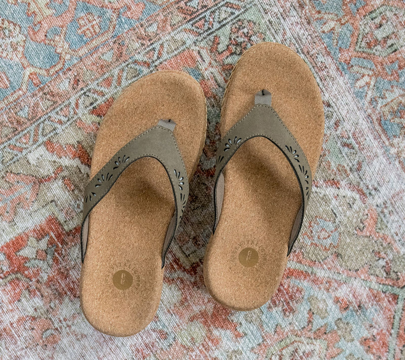 Revitalign Orthotic Leather Wedge Thong Sandals - Kate — View 7