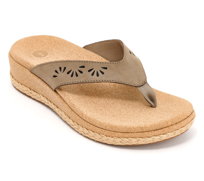 Revitalign Orthotic Leather Wedge Thong Sandals - Kate — View 17