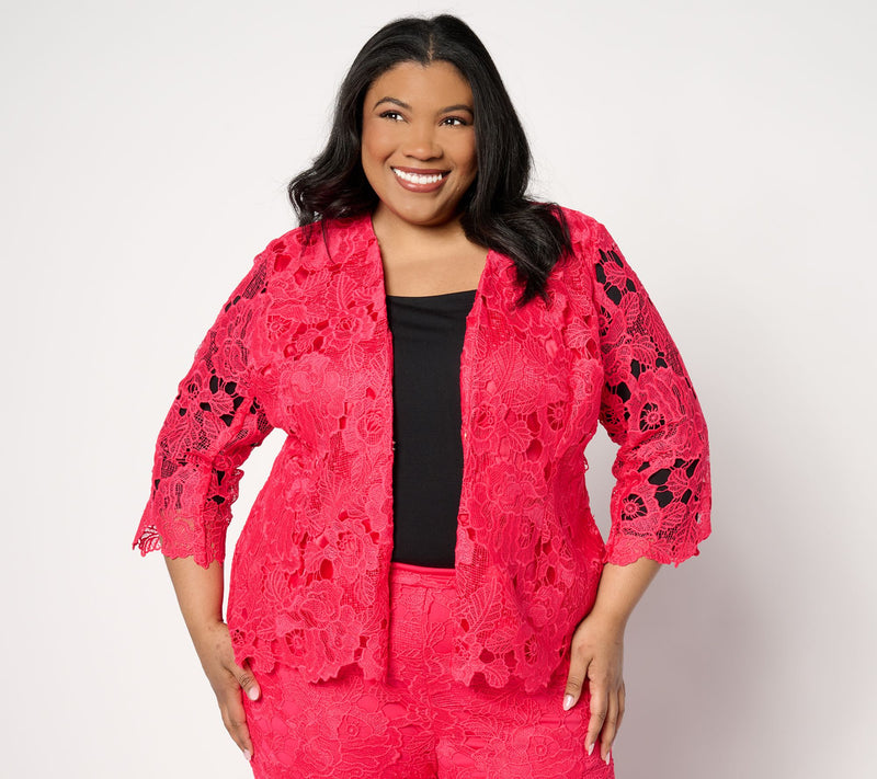 Isaac Mizrahi Live! Always Isaac Lace Blazer with Pockets — View 14