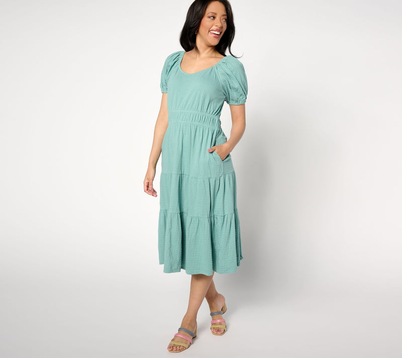 Destination 365 Regular Puff Sleeve Sweetheart Midi Dress — View 7