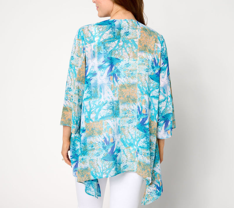 Inspired by Susan Graver Printed Chiffon Open Front Topper — View 2