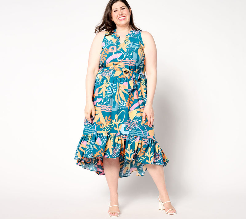 Susan Graver Soleil Petite Stretch Woven Dress — View 3