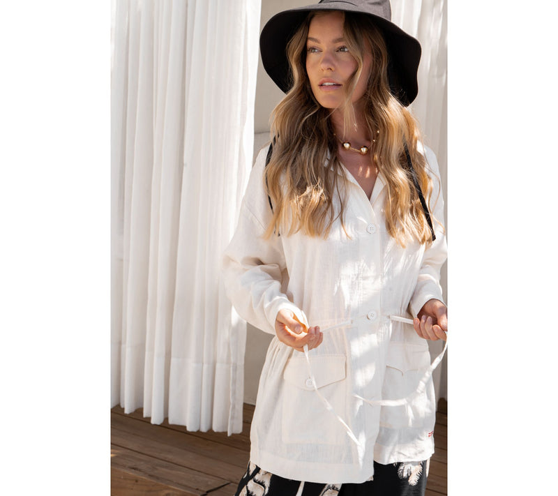 Peace Love World Boheme Long-Sleeve Linen Jacket — View 13
