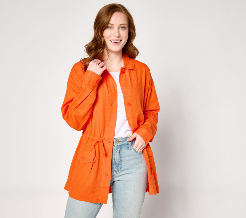 Peace Love World Boheme Long-Sleeve Linen Jacket — Main view