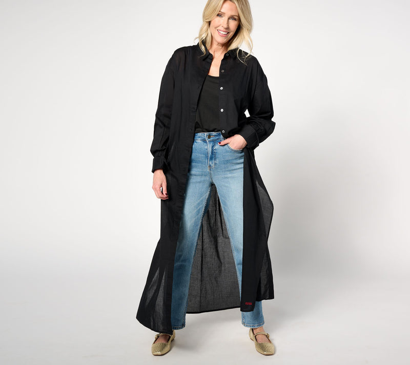 Peace Love World Boheme Petite Cotton Button-Front Duster — View 7