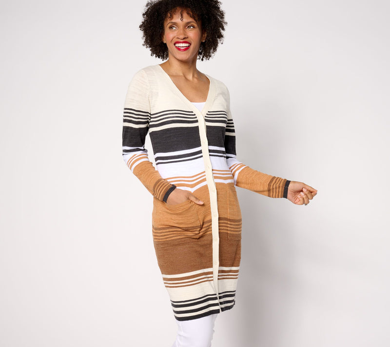 Denim & Co. Canyon Retreat Button Front Cardigan Duster — View 8