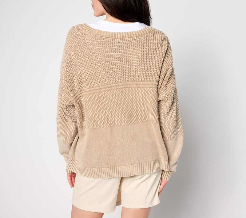 Denim & Co. Canyon Retreat Drop Shoulder Mix Stitch Cardigan — View 2