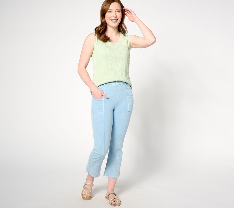 Denim & Co. Canyon Retreat Knit DenimCrop Kick Flare Jean — View 5