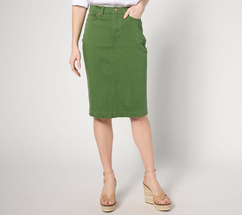 Denim & Co. Canyon Retreat Soft Twill Knee-Length Skirt — View 10