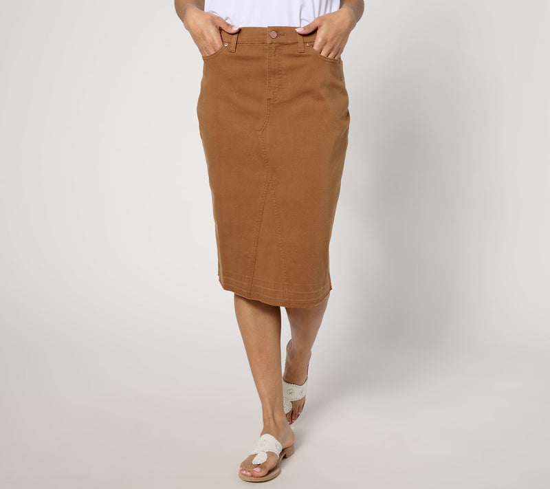 Denim & Co. Canyon Retreat Soft Twill Knee-Length Skirt — View 11