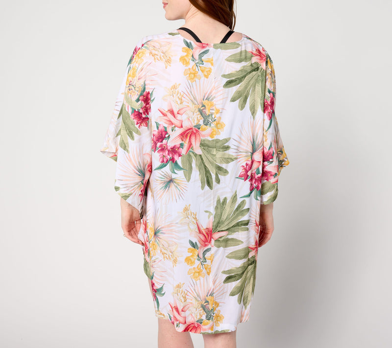 Jantzen Printed Woven Curved Hem Tie-Front Cover-Up — View 10