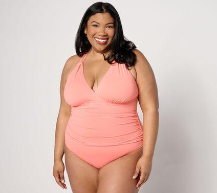 Jantzen Surplice Neck Strappy Back One-Piece Swimsuit