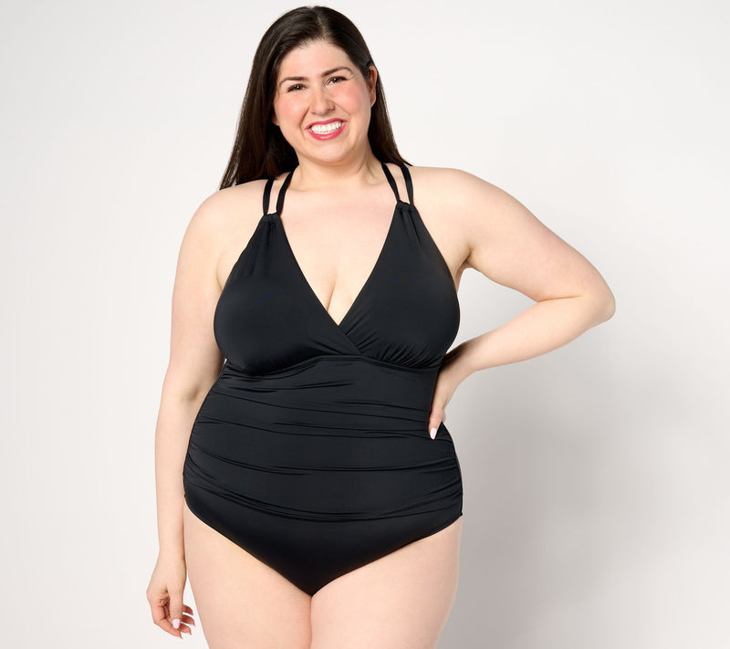 Jantzen Surplice Neck Strappy Back One-Piece Swimsuit — View 9