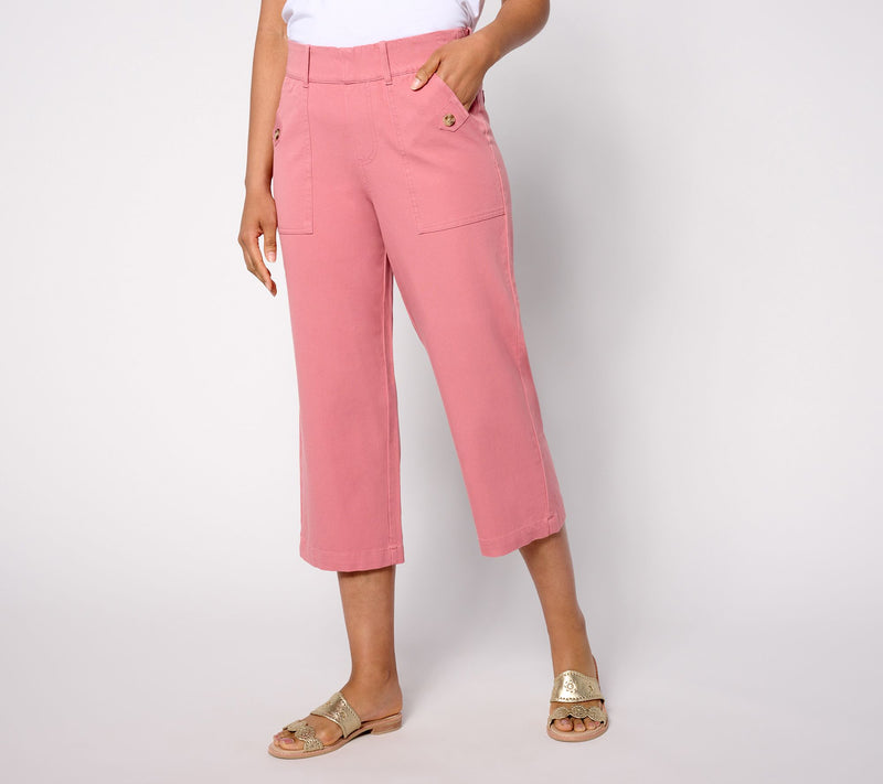 AnyBody Regular All-Stretch Twill Wide Leg Cropped Pants — View 9