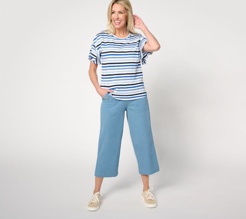 AnyBody Petite All-Stretch Twill Wide Leg Cropped Pants — View 15