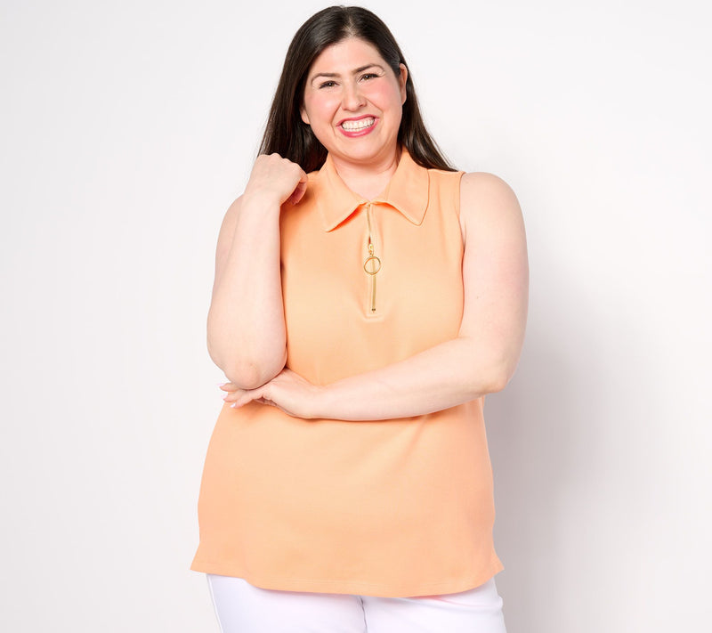 Belle by Kim Gravel Perfect Pique Sleeveless Polo — View 15