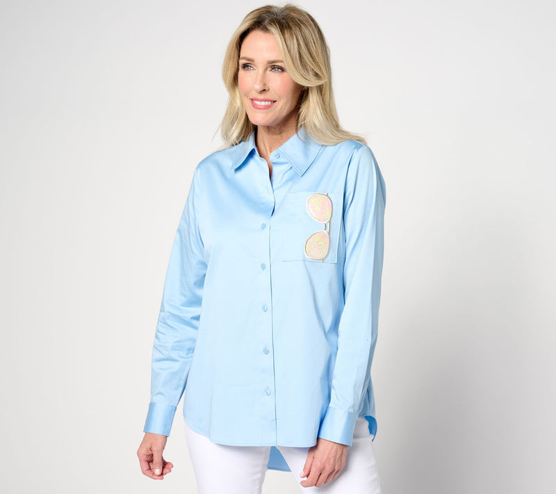 Women with Control Button Down with Sunglass Embroidery — Main view