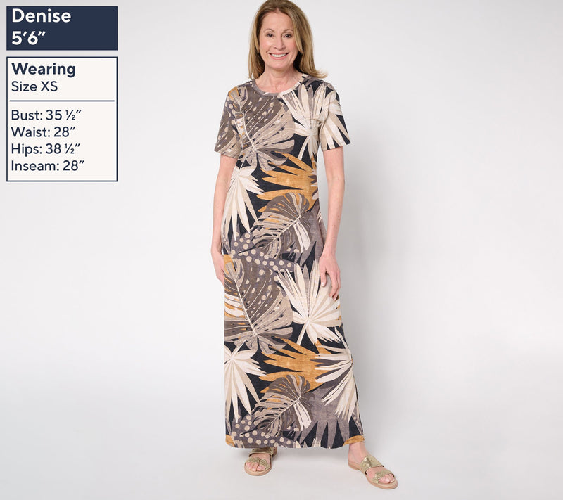 Denim & Co. Beach Regular Printed Jersey Short Slv Maxi Dress — View 20