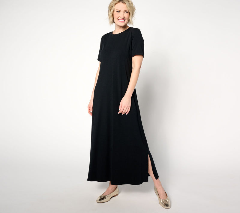 Denim & Co. Beach Regular Printed Jersey Short Slv Maxi Dress — View 5