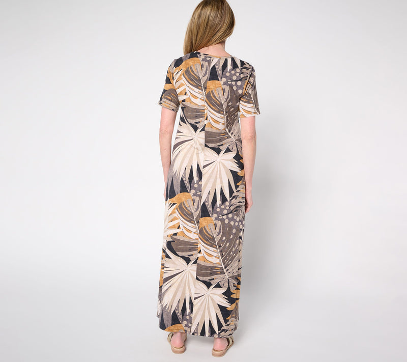 Denim & Co. Beach Regular Printed Jersey Short Slv Maxi Dress — View 21