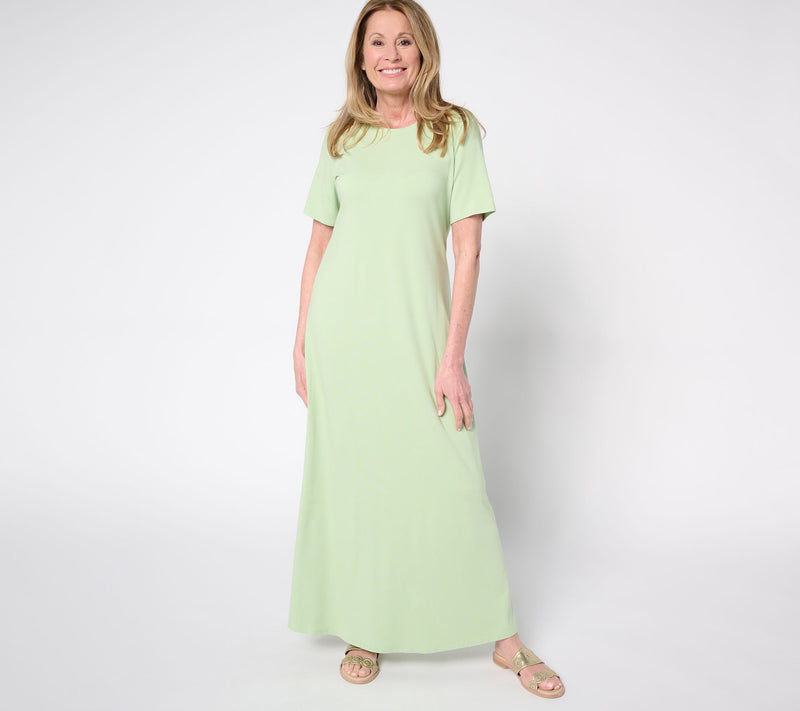 Denim & Co. Beach Regular Printed Jersey Short Slv Maxi Dress — View 17
