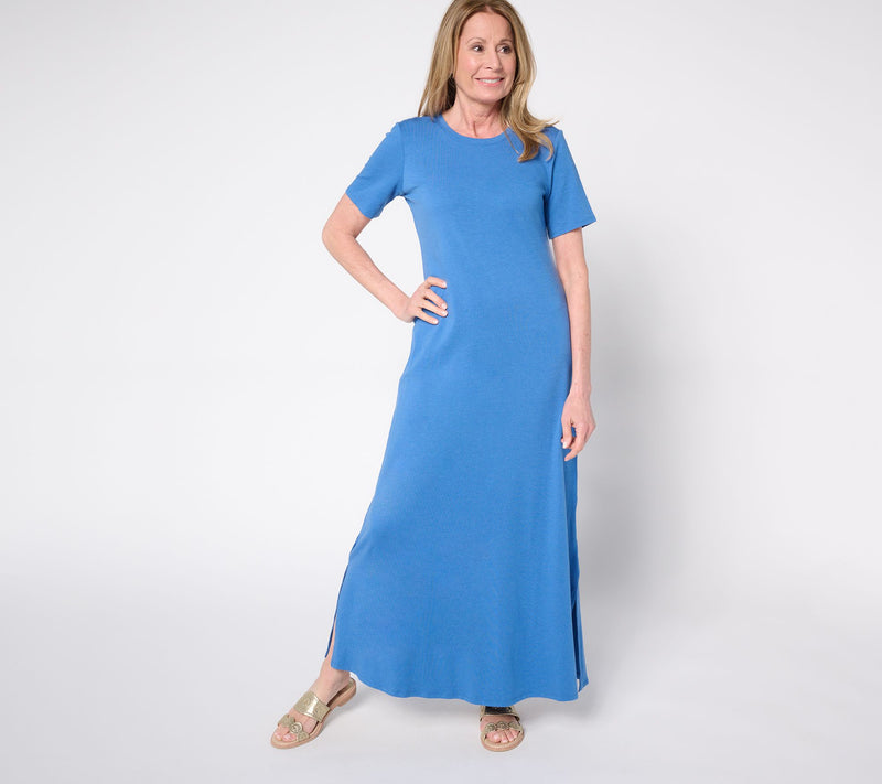 Denim & Co. Beach Regular Printed Jersey Short Slv Maxi Dress — View 19