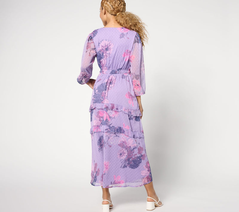 Destination 365 Regular Floral Clip Dot Chiffon Maxi Dress — View 12