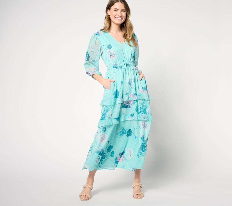Destination 365 Regular Floral Clip Dot Chiffon Maxi Dress — View 8