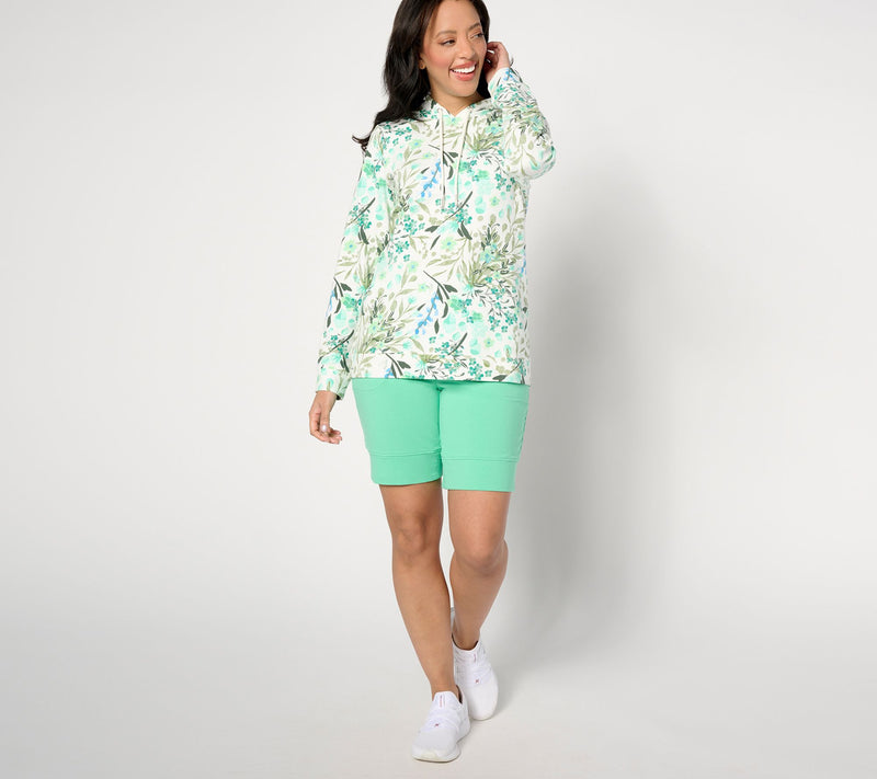 Denim & Co. Printed French Terry Long Sleeve Hooded Pullover — View 4