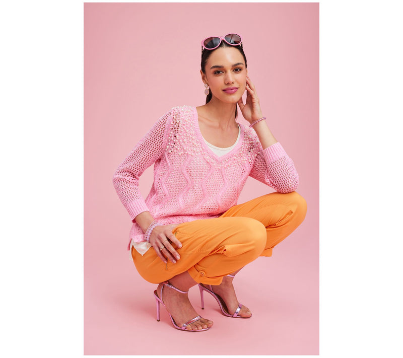 Isaac Mizrahi Live! Wavy Mesh and Charmeuse Twofer Sweater — View 5