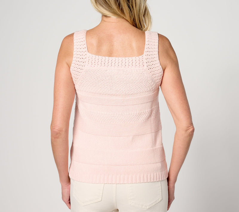Isaac Mizrahi Live! Textured Stripe Sleeveless Sweater — View 2