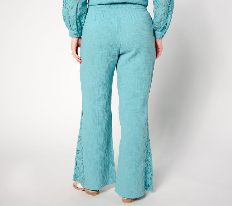 Isaac Mizrahi Live! Tall Bridgehampton Gauze Wide Leg Pants — View 3