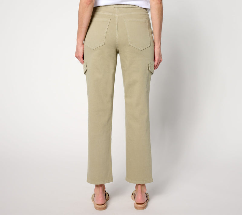Isaac Mizrahi Live! Petite True Denim Straight Leg Cargo Jeans — View 2