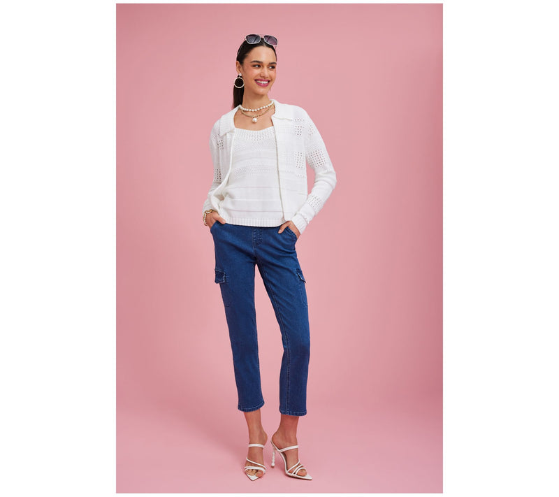 Isaac Mizrahi Live! Petite True Denim Straight Leg Cargo Jeans — View 5