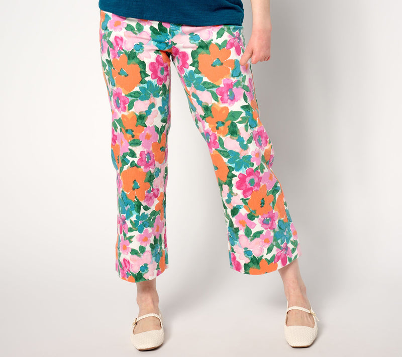 Isaac Mizrahi Live! Regular True Denim Printed Crop Wide Leg Jeans — View 10