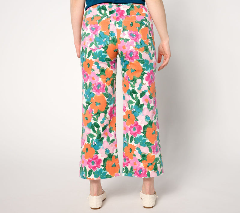 Isaac Mizrahi Live! Tall True Denim Printed Crop Wide Leg Jeans — View 2
