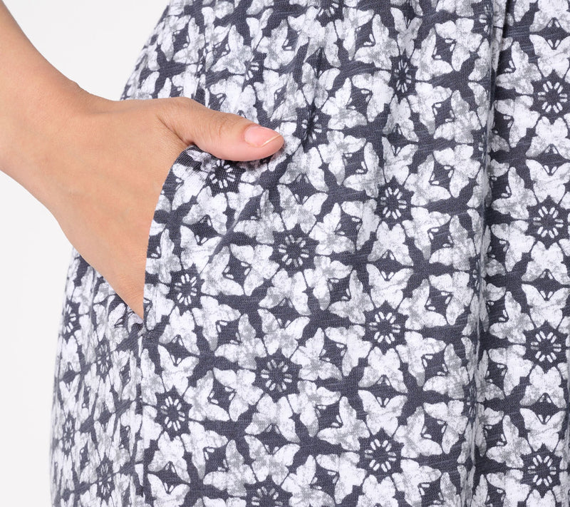 Denim & Co. Regular Printed Linen Blend V-Neck Tiered Midi Dress — View 16
