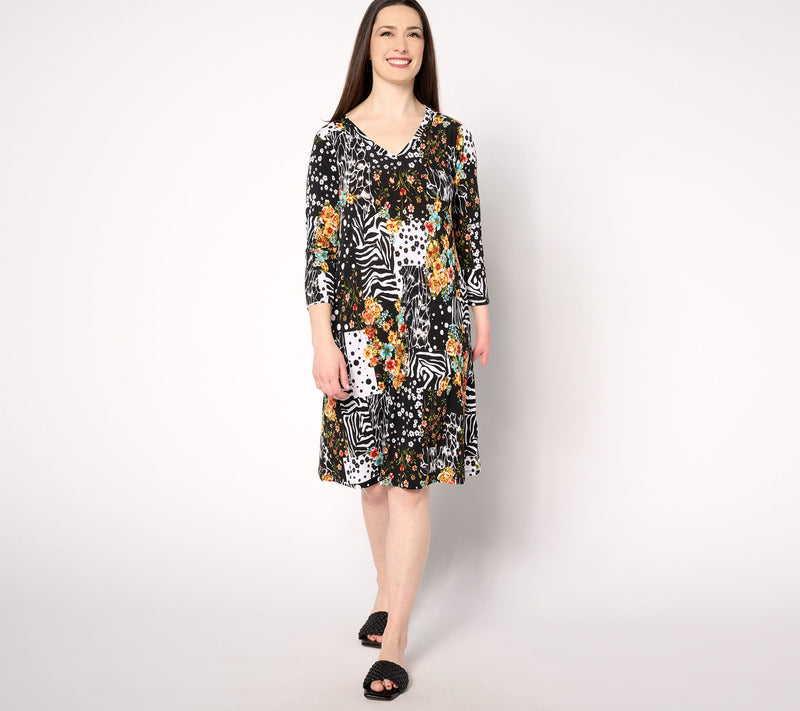 Women with Control Regular Como Jersey 3/4 Sleeve Dress — View 21
