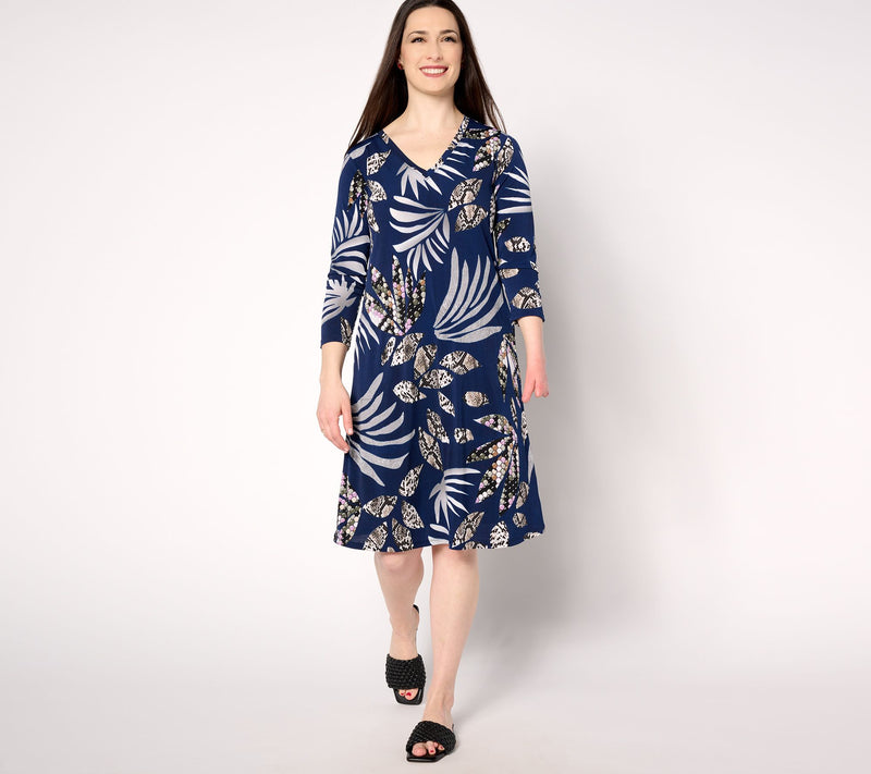 Women with Control Petite Como Jersey 3/4 Sleeve Dress — View 11