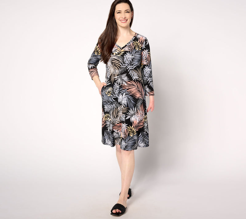 Women with Control Petite Como Jersey 3/4 Sleeve Dress — View 19