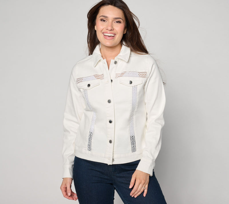 Isaac Mizrahi Live! True Denim Jacket with Eyelet Insets — View 13