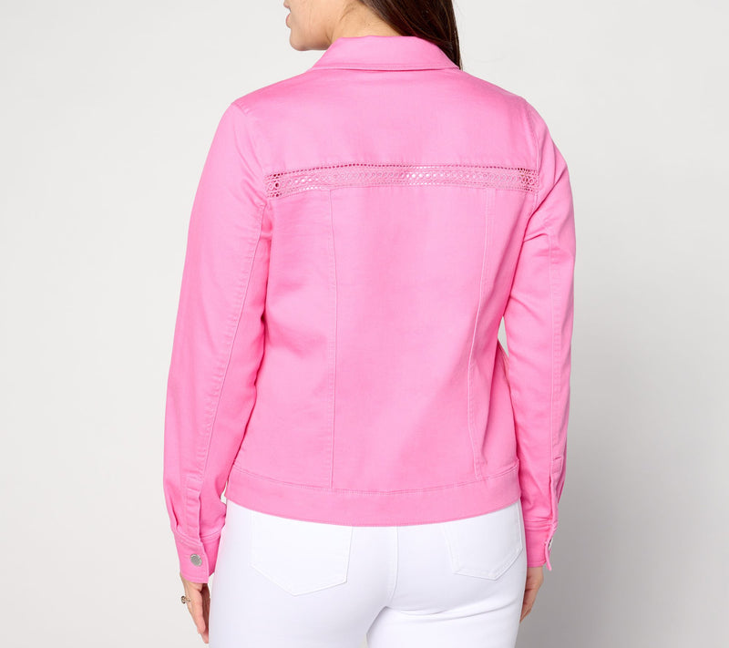 Isaac Mizrahi Live! True Denim Jacket with Eyelet Insets — View 2